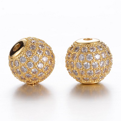 Brass Cubic Zirconia Beads ZIRC-D003-2G-1