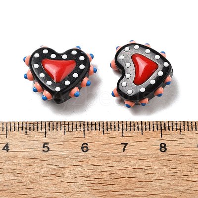 Baking Paint Glass Bumpy Beads Heart LAMP-V001-07F-1