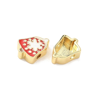 Christmas Brass Enamel Beads KK-I474-G27-1