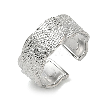 304 Stainless Steel Cuff Open Rings for Women RJEW-L341-03A-P-1