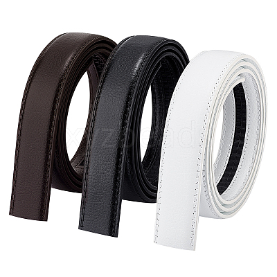 3Pcs 3 Colors No Buckle Imitation Leather Waist Belt AJEW-GA0006-54B-1