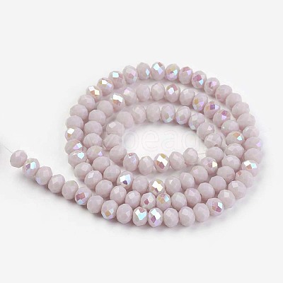 Electroplate Opaque Solid Color Glass Beads Strands X-EGLA-A034-P8mm-L08-1