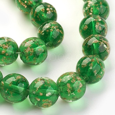 Handmade Gold Sand Lampwork Beads Strands LAMP-P051-L01-12mm-1