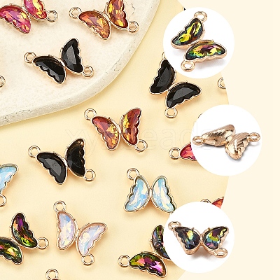 24Pcs 6 Colors Alloy Glass Connector Charms FIND-FS0003-51-1