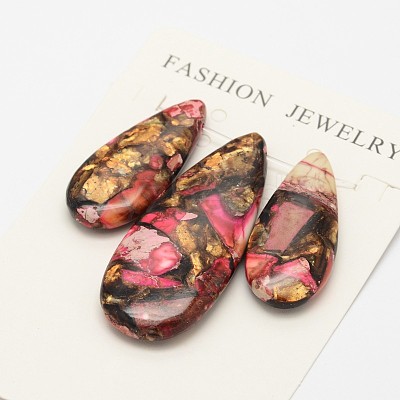 Assembled Synthetic Dyed Imperial Jasper and Bronzite Pendant Sets G-L359-02C-1