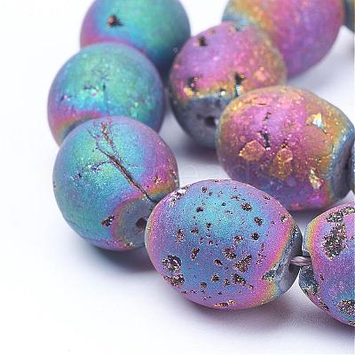 Electroplated Natural Druzy Geode Agate Bead Strands G-P251-A03-1