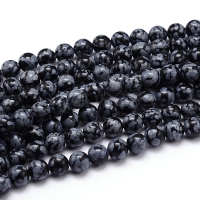 Natural Snowflake Obsidian Round Bead Strands X-G-J303-09-4mm-1