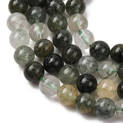 Natural Green Rutilated Quartz Beads Strands G-E561-14-6mm-1
