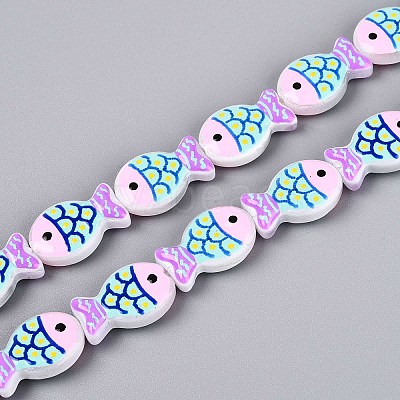 Dyed & Heated Glass Enamel Beads GLAA-T023-45B-1
