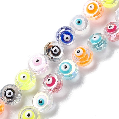 Transparent Evil Eye Glass Beads Strands LAMP-K037-06A-1
