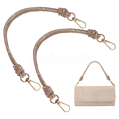 2Pcs Glass Rhinestone Rubber Cord Bag Handles FIND-PH0059-68A-1