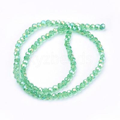 Faceted(32 Facets) Round Electroplate AB Color Plated Glass Beads Strands X-EGLA-D021-33-1
