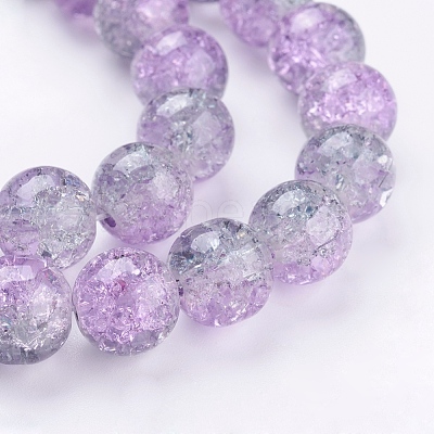1Strand Two Tone Transparent Crackle Glass Round Beads Strands X-CCG-Q002-10mm-02-1