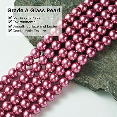 Eco-Friendly Glass Pearl Beads Strands HY-A008-8mm-RB027-1