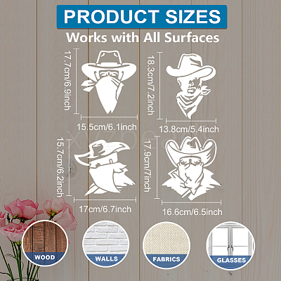 1 Set Cowboy PET Hollow Out Drawing Painting Stencils DIY-MA0005-58B-1