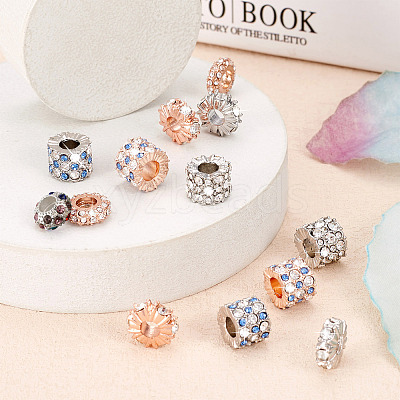 14Pcs 7 Style Zinc Alloy Rhinestone Beads ALRI-PJ0001-01-1