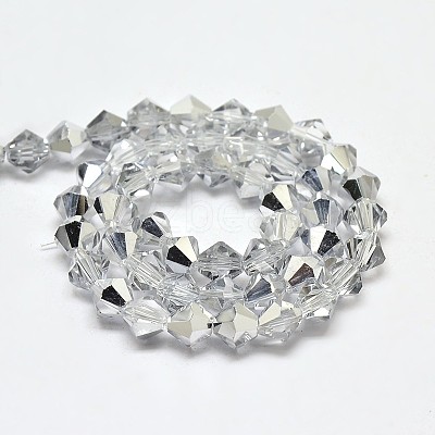 Imitate Austrian Crystal Electroplate Bicone Glass Faceted Bead Strands X-GLAA-F029-6x6mm-B01-1