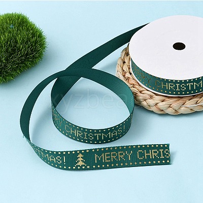 Flat Christmas Theme Polyester Grosgrain Ribbon OCOR-YWC0001-01A-03-1