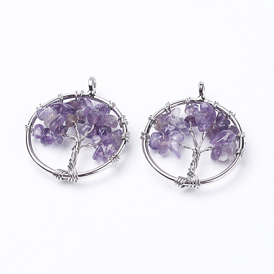 Natural Amethyst Pendants G-E419-03P-1