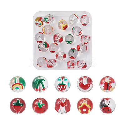 20Pcs 10 Style Transparent Glass Enamel Beads GLAA-KS0001-08-1