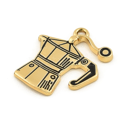 Blended Coffee Alloy Enamel Pendants ENAM-B038-01G-04-1