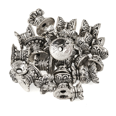 60Pcs 4 Styles Tibetan Style Alloy Bead Caps FIND-TA0002-98-1
