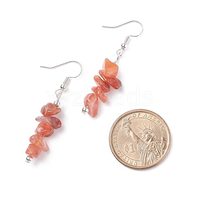 Natural Red Agate Chips Beaded Jewelry Set SJEW-JS01232-04-1