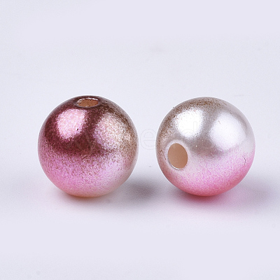 Rainbow ABS Plastic Imitation Pearl Beads OACR-Q174-6mm-10-1