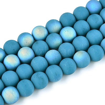 Frosted Opaque Glass Beads Strands GLAA-T032-P8mm-MBB13A-1