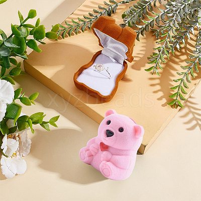 2Pcs 2 Colors Bear-Shaped Plastic Flocking Boxes CON-GF0001-09-1