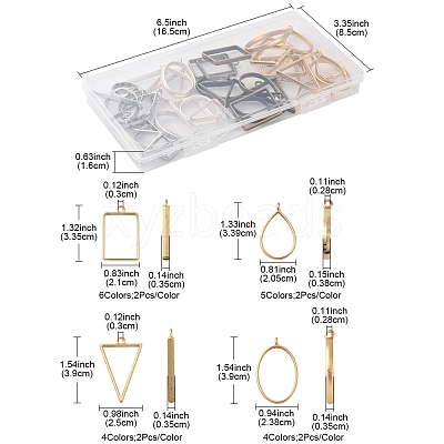 38Pcs 19 Styles Alloy Open Back Bezel Pendants FIND-FS0003-61-1
