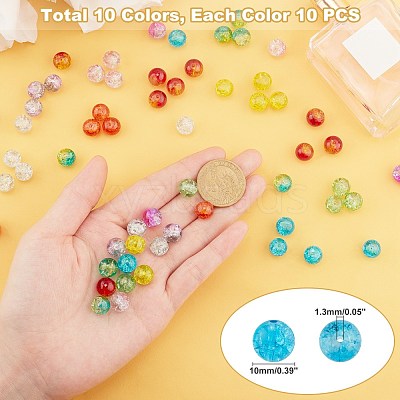 Spray Painted Transparent Crackle Glass Beads Strands CCG-X0005-10mm-B-1
