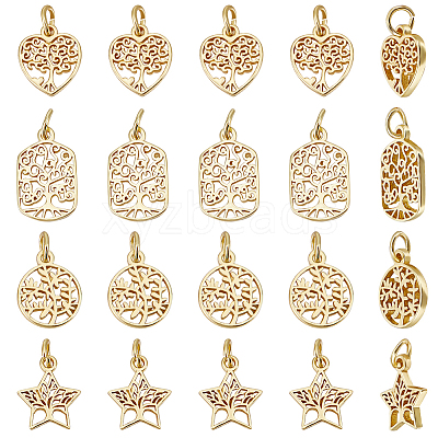 24Pcs 4 Style Rack Plating Brass Charms KK-BBC0009-10-1