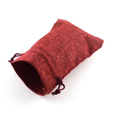 Polyester Imitation Burlap Packing Pouches Drawstring Bags ABAG-R005-9x7-06-1