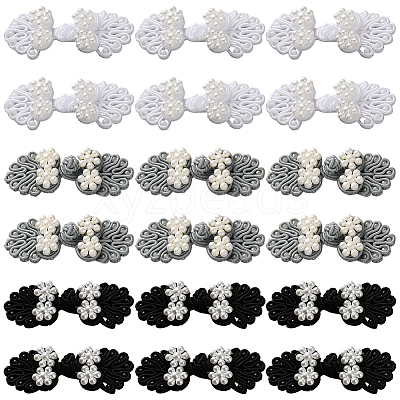 30Pcs 3 Colors Handmade Chinese Frogs Knots Buttons Sets AJEW-CY0001-48-1