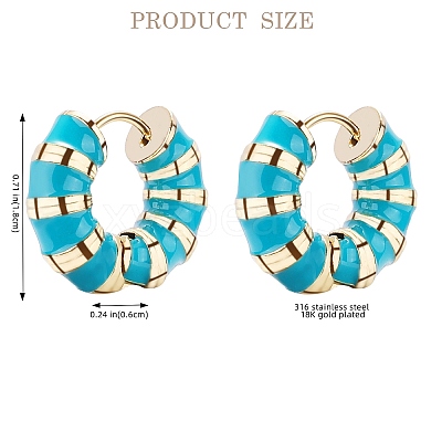 Enamel Striped Thick Hoop Earrings JE1110B-1