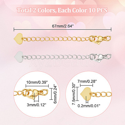 20Pcs 2 Colors Brass Curb Chain Extender KK-UN0001-79-1