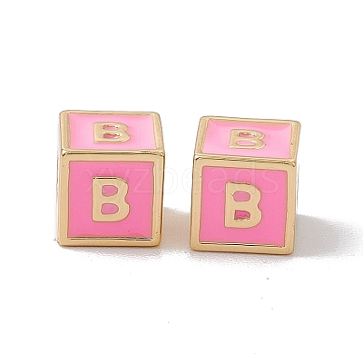 Rack Plating Brass Enamel Beads KK-B060-04G-05B-1