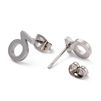 Tarnish Resistant 304 Stainless Steel Greek Alphabet Stud Earrings STAS-D007-07P-05-1