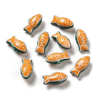 Handmade Printed Porcelain Beads PORC-E015-17D-1