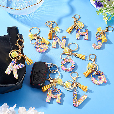 Alloy Resin Polygon Keychains KEYC-TADJ0002-03G-J-1