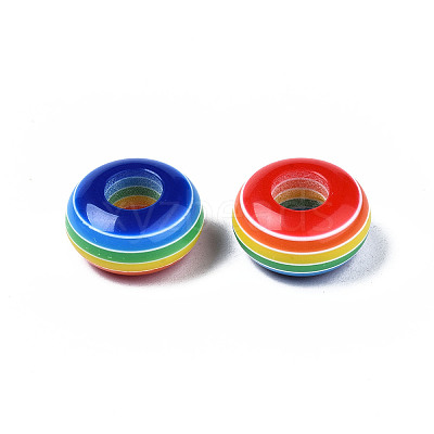 Stripe Resin Large Hole Beads RESI-YWC0001-03-1