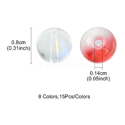 120Pcs 8 Colors Glass Beads GLAA-FS0001-42-1