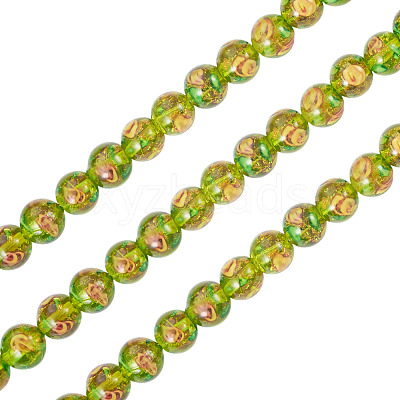 1 Strand Handmade Glod Sand Lampwork Beads Strands LAMP-TA0002-09E-1