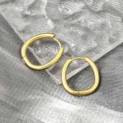 PVD Vacuum Plating 202 Stainless Steel Huggie Oval Hoop Earrings LS-EJEW-H003-07G-06-1