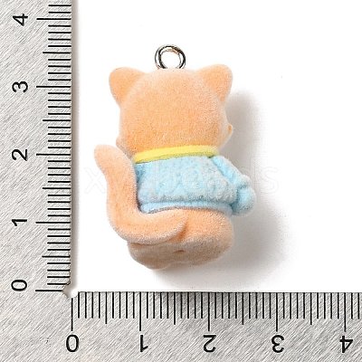 Cute Fox Flocking Resin Pendants MACR-Z001-02P-1