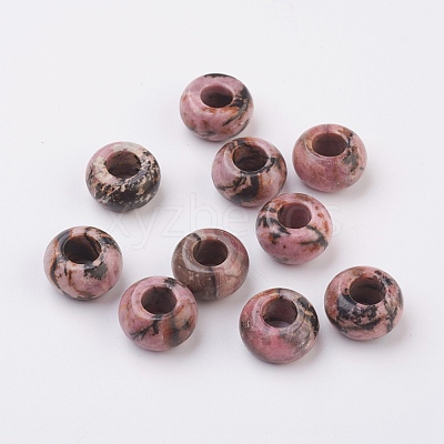Natural Rhodonite European Beads X-G-G740-14x8mm-01-1
