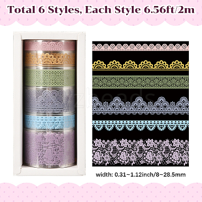 1Bag Lace Patterns PET Floral Decorative Tape Set AJEW-SP0002-74A-1