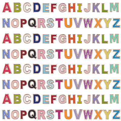 4 Bags Alloy Enamel Alphabet Beads ENAM-SC0007-70-1