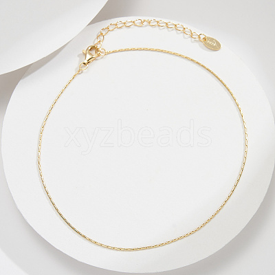 925 Sterling Silver Boston Link Chain Anklet AJEW-Z029-16G-1